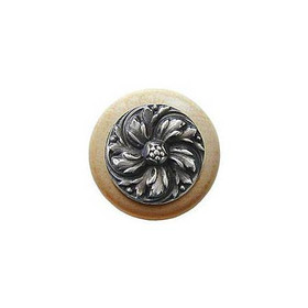 1-1/2" Dia. Chrysanthemum / Natural Knob - Antique Pewter