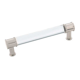 128mm CTC Midway Bar Pull - Crysacrylic with Satin Nickel