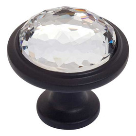 33mm Dia. Round Crystal Knob - Matte Black