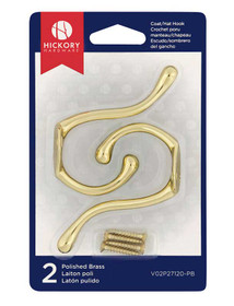 5/8" CTC Utility Hook (2-Pack) - Polished Brass