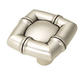 1-1/4" Square Bamboo Cabinet Knob - Satin Antique Silver