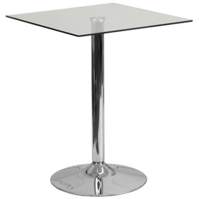 23-3/4" Square Glass Table with 30"H Chrome Base