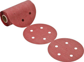 PSA disc, 5", 5 holes, aluminum oxide, premier red, 120 grit, paper, 100 per roll