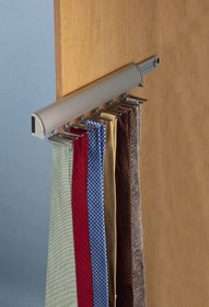 Synergy Elite Tie Rack, with full extension slide, aluminum with zinc hooks, chrome-plated polished, 11 7/8" length