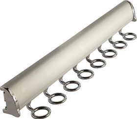 Synergy Elite Scarf Rack, with full extension slide, aluminum with zinc hooks, matt aluminum with chrome, 17 7/8" length