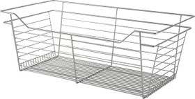 Closet Basket, steel, matt nickel, 16" depth x 29" width x 11" height, with nickle plated 16" slides