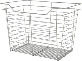 Closet Basket, steel, matt nickel, 16" depth x 23" width x 17" height, with nickel plated 16" slides