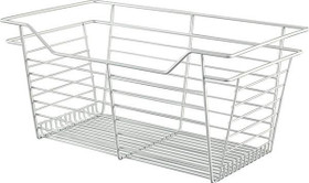 Closet Basket, steel, white, 14" depth x 23" width x 11" height, with white 14" slides