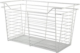 Closet Basket, steel, white, 16" depth x 29" width x 17" height, with white 16" slides