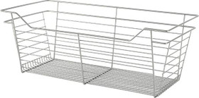 Closet Basket, steel, matt nickel, 14" depth x 29" width x 11" height, with nickle plated 14" slides