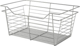 Closet Basket, steel, matt nickel, 16" depth x 23" width x 11" height, with nickel plated 16" slides