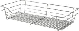 Closet Basket, steel, matt nickel, 16" depth x 29" width x 6" height, with nickle plated 16" slides