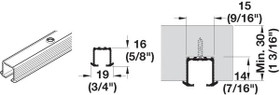 Top Track for screw mount, single, pre-drilled, aluminum, 3.5 meters