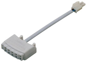 Distribution Block, plastic, white, 1 male connector to 6 female connectors