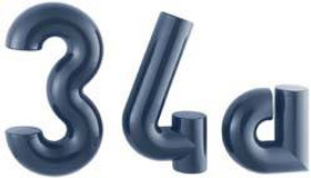 Numeral "2", polyamide, jet black, 33mm diameter