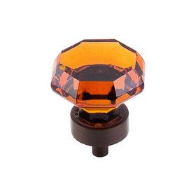 1-1/8" Dia. Octagon Crystal Knob w/ Oil Rubbed Bronze Base - Wine Crystal/Oil-rubbed Bronze