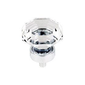 1-3/8" Dia. Octagon Crystal Knob w/ Oil Rubbed Bronze Base - Clear Crystal/Polished Chrome