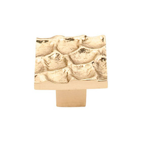 1-3/8" Square Cobblestone Knob Medium - Brass