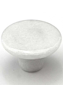 1-1/2" Dia. Flat Round Marble Cabinet Knob - White