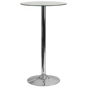 23-3/4" Round Glass Table with 41-3/4"H Chrome Base