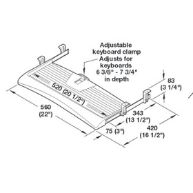 Keyboard Tray, with mouse tray, plastic, black