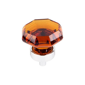 1-3/8" Dia. Octagon Crystal Knob w/ Oil Rubbed Bronze Base - Wine Crystal/Polished Chrome
