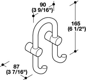 28mm CTC Hewi Double Coat Hook - Jet Black