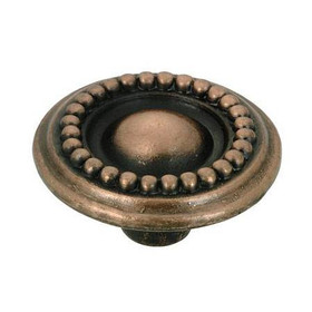 39mm Dia. Ornate Dotted Decorative Village Knob - Antique Copper