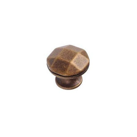 30mm Dia. Village Expression Collection Checkered Round Knob - Burnished Brass