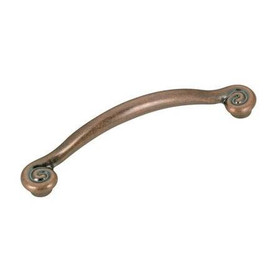 128mm CTC Rustic Village Expression Curly End Pull - Antique Copper
