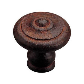 35mm Dia. Forged Iron Antique Style Round Knob - Rust