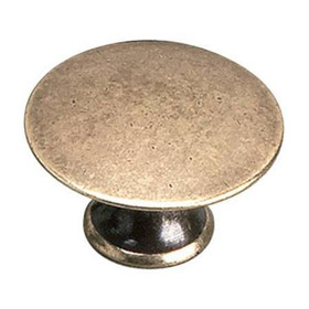 35mm Dia. Povera Inspiration Collection Flat Round Knob - Burnished Brass