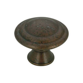 30mm Dia. Classic Inspiration Art Deco Style Rustic Round Ring Knob - Spotted Bronze