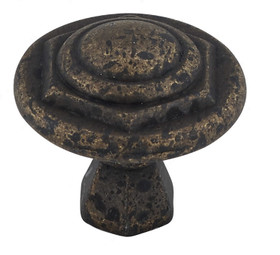 27mm Dia. Classic Inspiration Art Deco Style Rustic Round Knob - Spotted Bronze