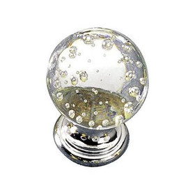 25mm Dia. Murano Globe Round Knob - Bubble Glass with Chrome Base