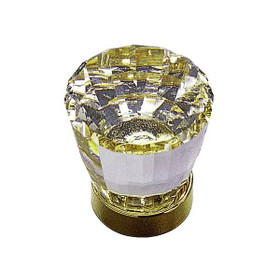 19mm Dia. Murano Crystal Round Tapered Knob - Clear with Gold Base