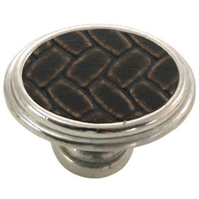 1-5/8" Oval Churchill Knob - Polished Nickel / Brown