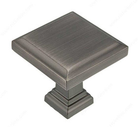 32mm Square Transitional Pillar Base Knob - Antique Nickel