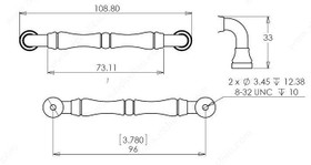 96mm CTC Classic Bamboo Pull - Brushed Nickel