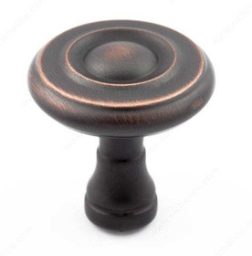 32mm Dia. Classic Indented Round Ring Round Knob - Oil Rubbed Bronze