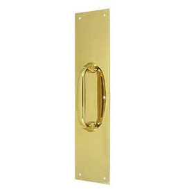 3-1/2" x 15" Push Plate with Handle - Polished Brass