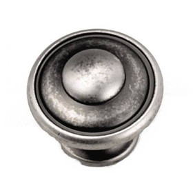 1-1/8" Dia. Button-Top Knob - Antique Pewter