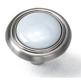 1-1/4" Dia. First Family Knob - White and Satin Chrome