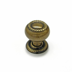 32mm Dia. Classic Expression Ornate Round Knob and Plate - Antique English