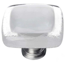 1-1/4" Square Reflective Blue-grey Knob - Polished Chrome