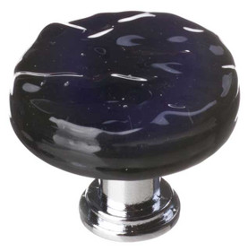 1-1/4" Dia. Glacier Black Round Knob - Polished Chrome