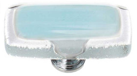 2" Reflective Light Aqua Long Knob - Polished Chrome