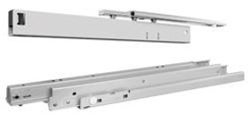 Pull-Out Guide, progressive, full extension, with EZ-close mechanism, top/bottom mounted, silver, 275 lbs