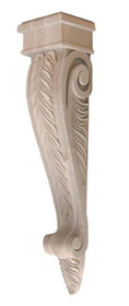 Corbel, acanthus, cherry, 5 1/4" x 24"