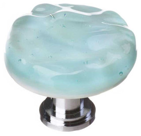 1-1/4" Dia. Glacier Light Aqua Round Knob - Satin Nickel